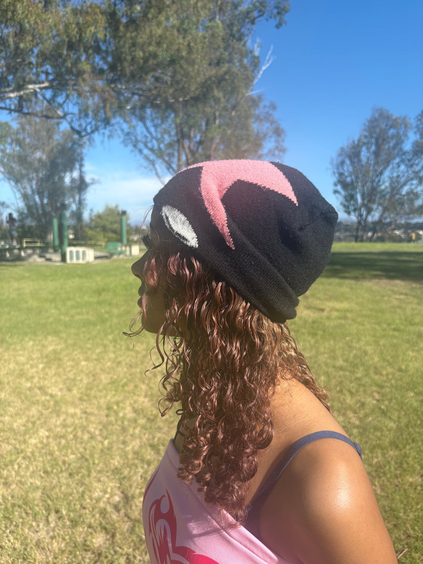 Black Laced Star Eyes Beanie