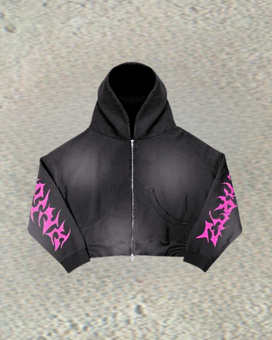 Black Pink Swag Star Zip Up