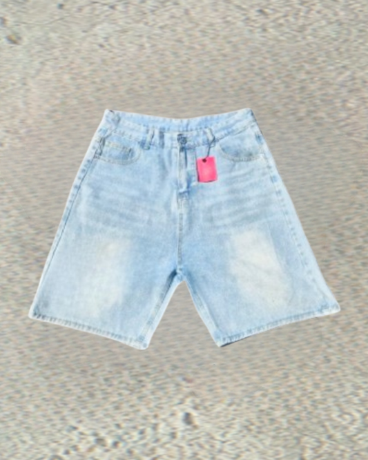 Blue Denim Pink Star Laced Jorts