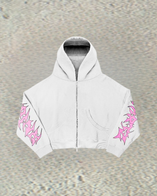 White Pink Swag Star Zip Up