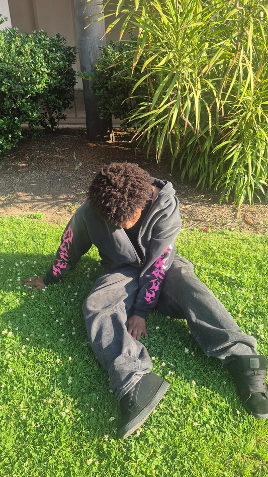 Black Pink Swag Star Zip Up